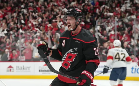Sebastian Aho posts 3 goals in 6 playoff games