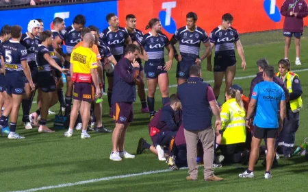 Siosiua Taukeiaho stretchered off after suspected fractured tibia