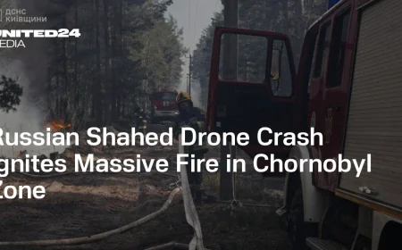 Ukraine Firefighters Battle Chernobyl Fire After Two Drones Crash