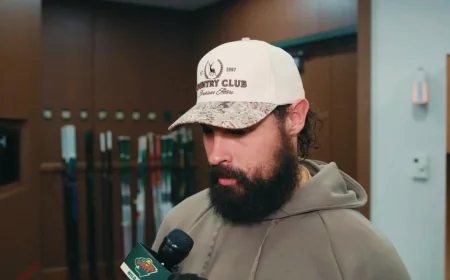 Zach Bogosian chats pregame before Game 3 vs. Colorado