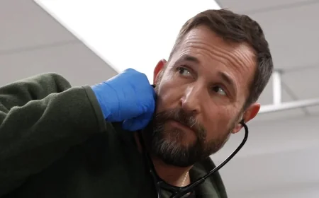 Noah Wyle Treats Laetitia Hollard Scrape on The Pitt Set