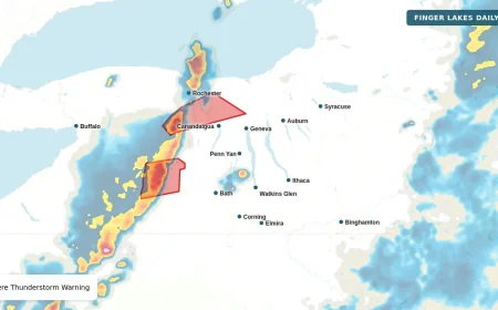 Severe Thunderstorm Warning Covers Cayuga, Wayne, Oswego Until 5 p.m.