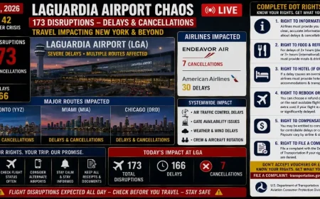 Laguardia Airport Closed as 163 Delays, 10 Cancellations Mount