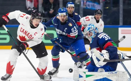 Celebrini Scores Twice as Canada Rolls 6-0 — Hockey Games Today