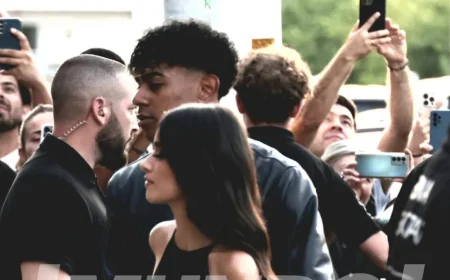 Lamine Yamal Arrives With Ines Garcia at Barça Title Dinner