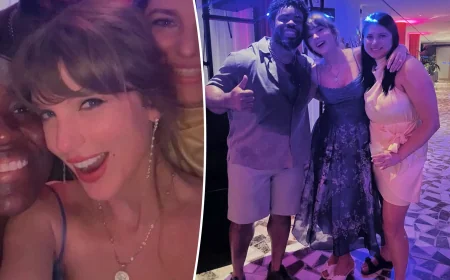 Taylor Swift Wears Celebrity Blue Zimmermann Look at Greece Wedding