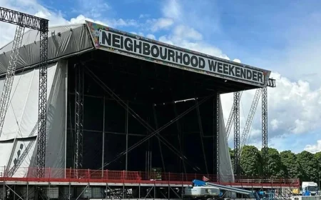 Richard Ashcroft leads Neighbourhood Weekender build at Victoria Park