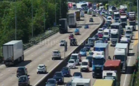 M25 crash leaves 8-mile queues between J24 and J25