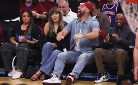 Travis Kelce Chugged Beer Courtside While Taylor Swift Reacted at Game 3