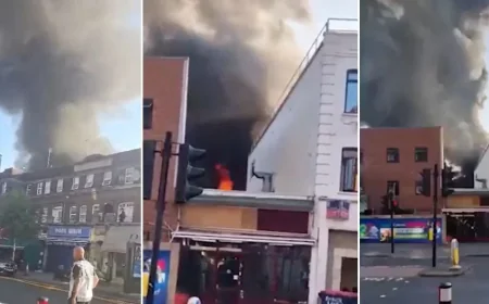 Fire crews mobilise at Kosher Kingdom during Golders Green Fire