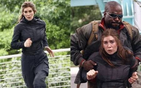 Vanessa Kirby films Liminal in New York with brown hair