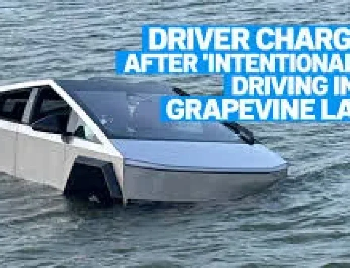Police Arrest Driver After Tesla Cybertruck Enters Grapevine Lake