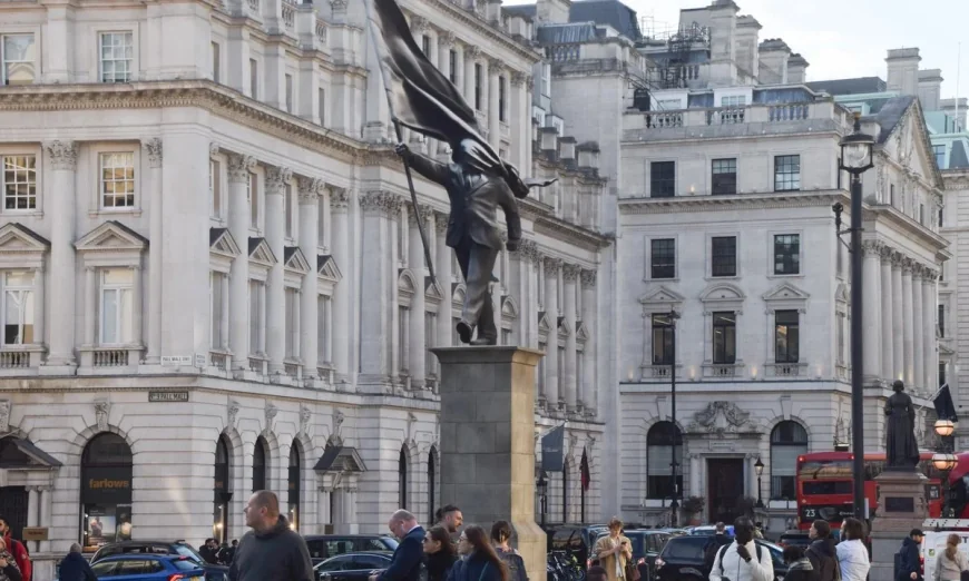 Banksy Statue London Appears in Waterloo Place Overnight