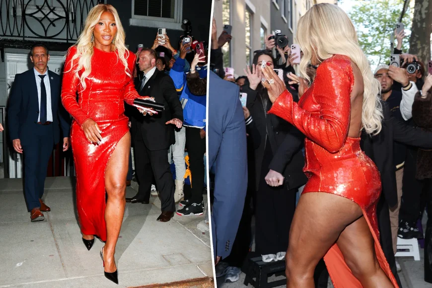 Serena Williams Wears Red LaQuan Smith Gown at Wintour Dinner