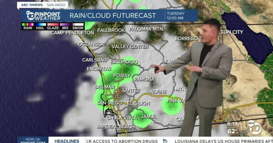 San Diego Weather: Two Rain Waves Reach San Diego County Late Tonight