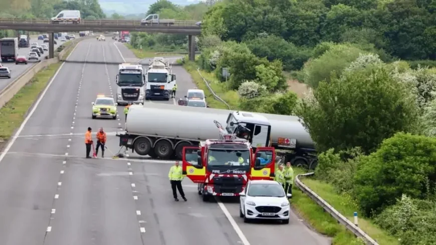 M5 Closed After Tanker Crash Between J22 and J23