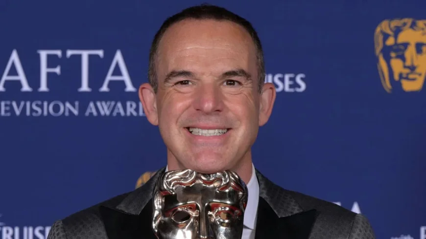 Lara Lewington supports Martin Lewis at the BAFTAs after award