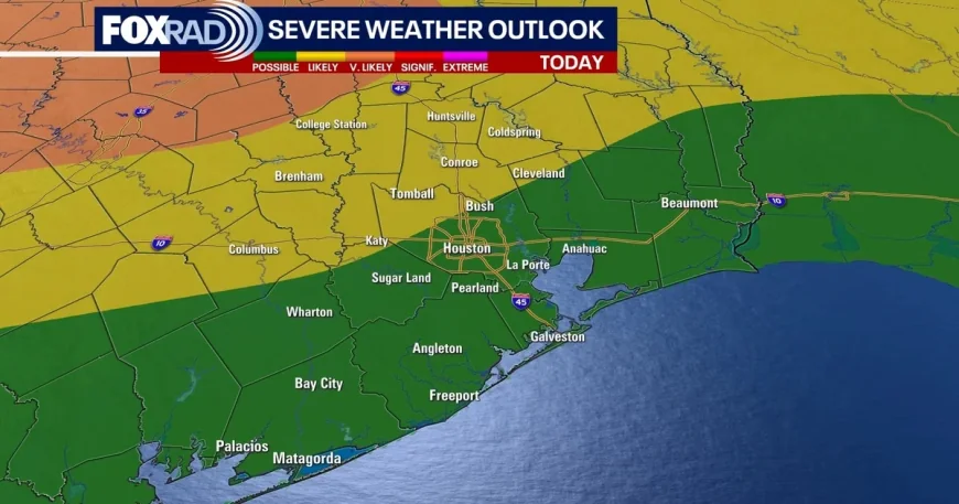 Weather Houston Storms Bring 2/5 Risk Overnight Monday