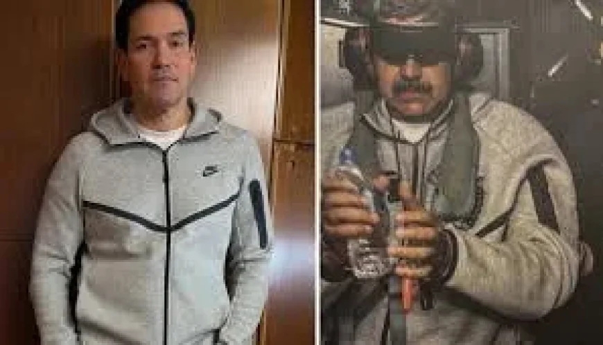 Marco Rubio Nike Tracksuit Spurs Viral Maduro Comparison on Air Force One