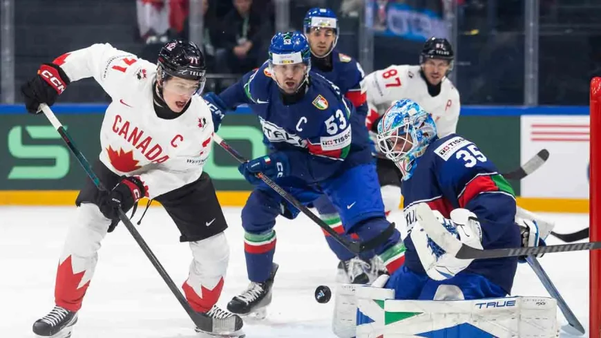 Celebrini Scores Twice as Canada Rolls 6-0 — Hockey Games Today