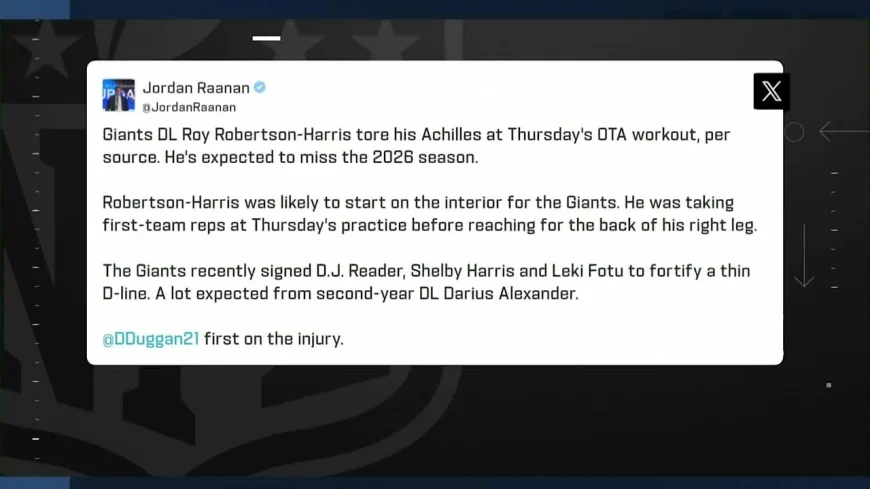 Roy Robertson-harris Torn Achilles Sidelines Giants Lineman for 2026
