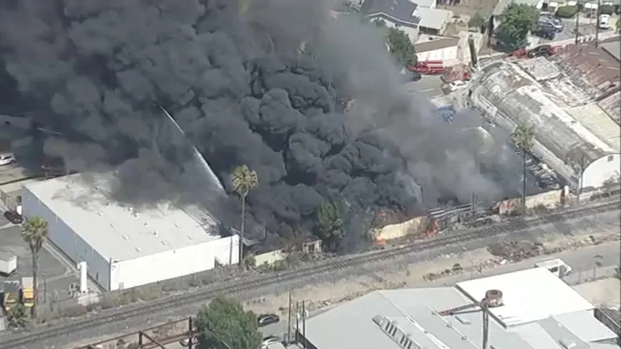 South Gate Fire Displaces Industrial Avenue Crews in Second Alarm Blaze