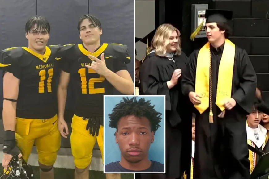 Hunter Metcalf accepts Austin Metcalf diploma at Frisco graduation
