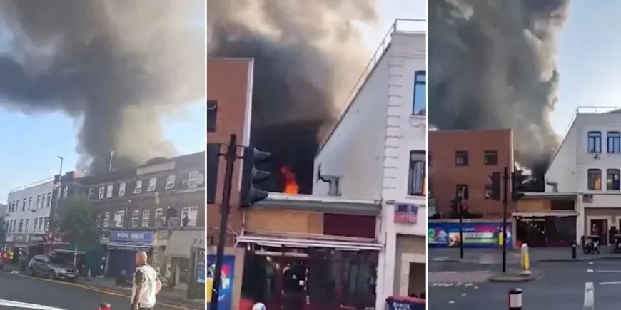 Fire crews mobilise at Kosher Kingdom during Golders Green Fire