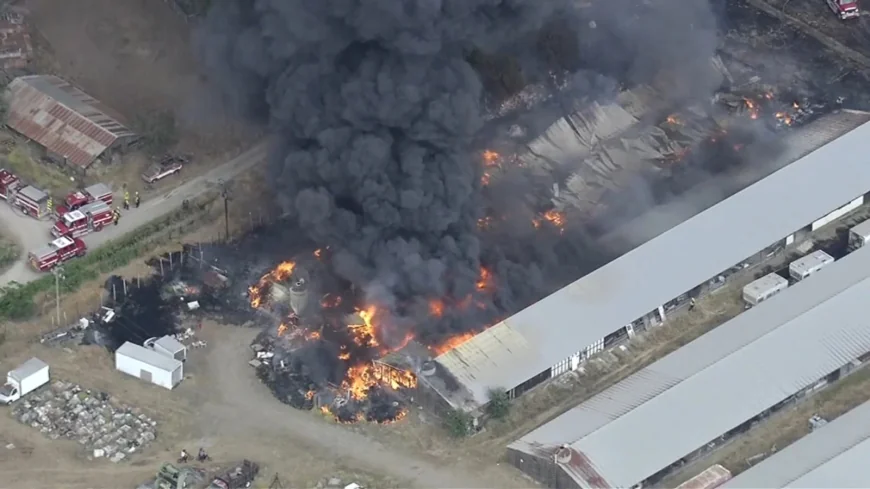 Crews Contain Tesla Fire After Barn Destroyed Near Cross Roads — Livermore Fire