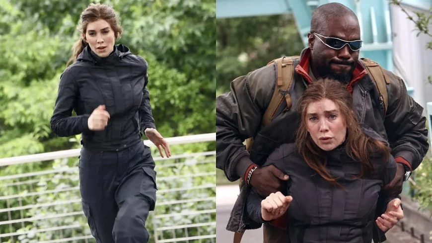 Vanessa Kirby films Liminal in New York with brown hair