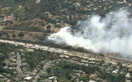 Southbound 405 lanes reopen after Brentwood Fire near Skirball