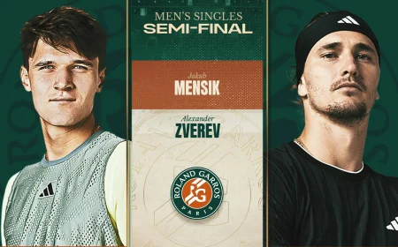 Mensik Opens 1-0 in Zverev Vs Mensik French Open Semi-final
