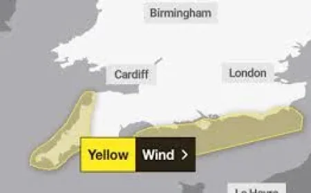 Met Office Issues Yellow Warning for Uk South Coast Strong Winds