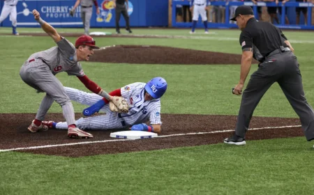Oklahoma Tops Kansas 8-1 in Kansas Baseball Super Regional Opener