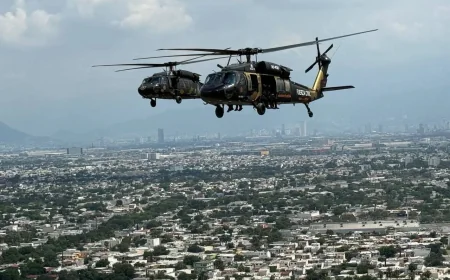 Fuerza Civil Flyovers Secure Estadio Monterrey, Guadalupe Before World Cup Match