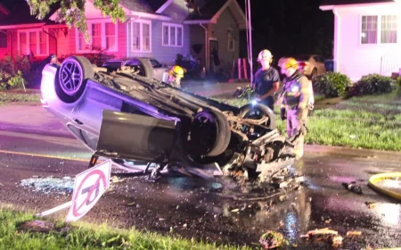 Waterloo Weather: Driver escapes serious injury in Campbell Avenue rollover fire