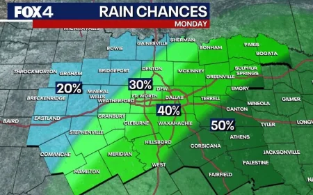Ali Turiano Foresees Rain Chances Rising Monday for Dallas Weather
