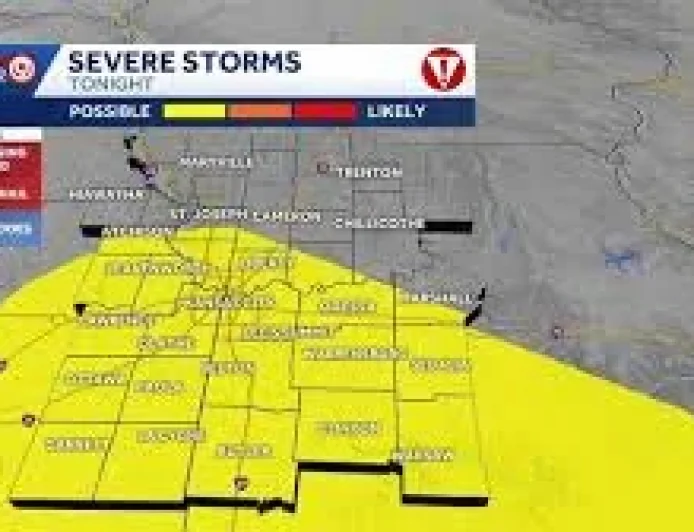 Kansas City Weather Warning Holds Until 3:15 a.m. Monday — Tornado Warning Kansas City