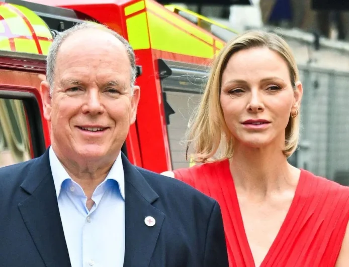Princess Charlene wears red at Monaco Grand Prix practice