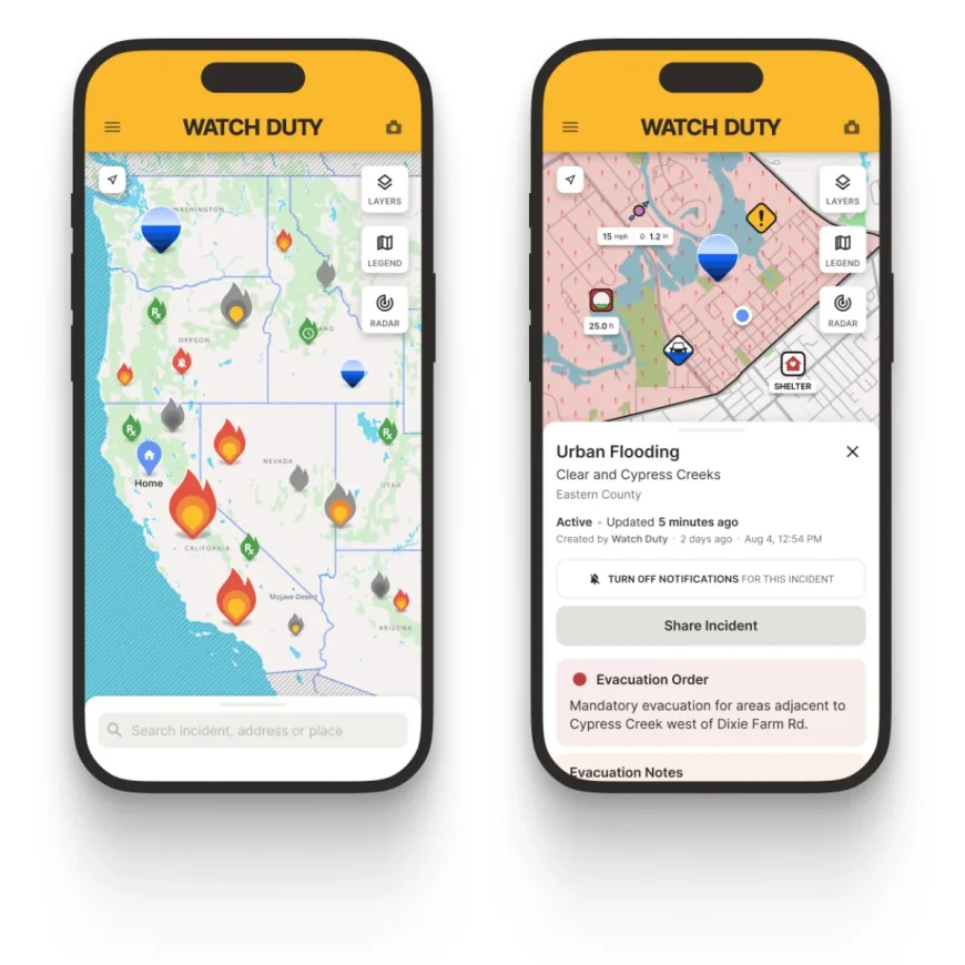 Watch Duty Adds Flood Alerts Nationwide as Free Update