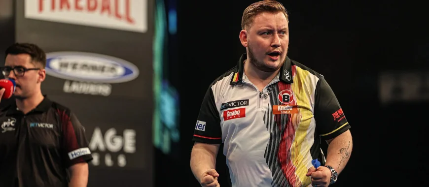 Oche 180 Leaves Schindler Darts Angle Unstated — Northern Ireland Vs Belgium Darts