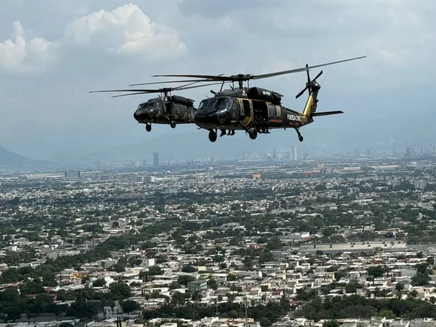 Fuerza Civil Flyovers Secure Estadio Monterrey, Guadalupe Before World Cup Match