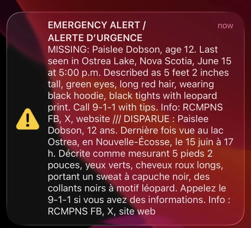 RCMP issues emergency alert for Paislee Dobson in Ostrea Lake