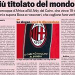 صحيفة إيطالية: الأهلي يتفوق على "ميلان".. ويصبح أكثر أندية العالم حصدا للبطولات القارية