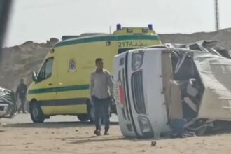 إصابة 10 أشخاص بحادث تصادم في المنيا