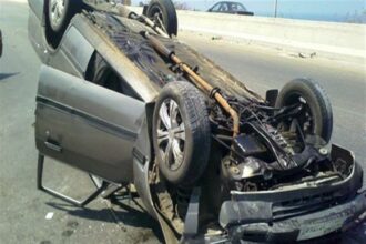 إصابة شخصين في حادث انقلاب سيارة بطريق شبرا بنها الحر